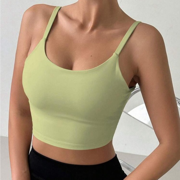 Low Cut Back Cami Cropped Top Padded Bralette Bra Black - Picture 13 of 16